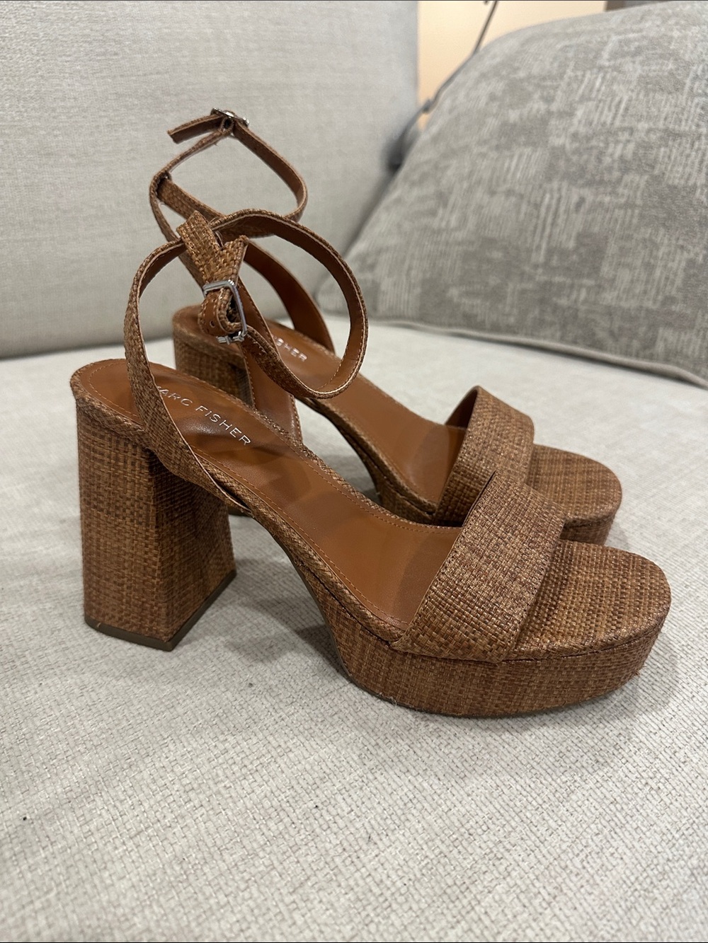 Marc Fisher Woven Brown Platform Block Heels